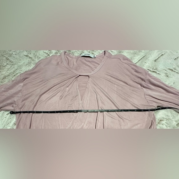 JustFab Mauve Faux Wrap Long Sleeve Top - Picture 3 of 8